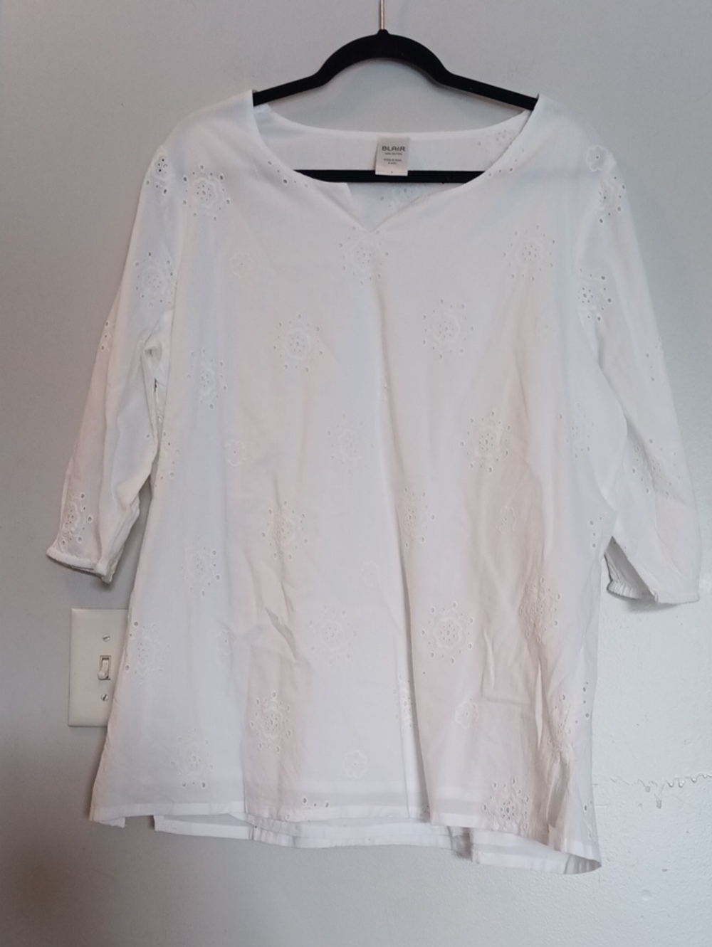 Blair White Eyelet V-Neck Tunic Top